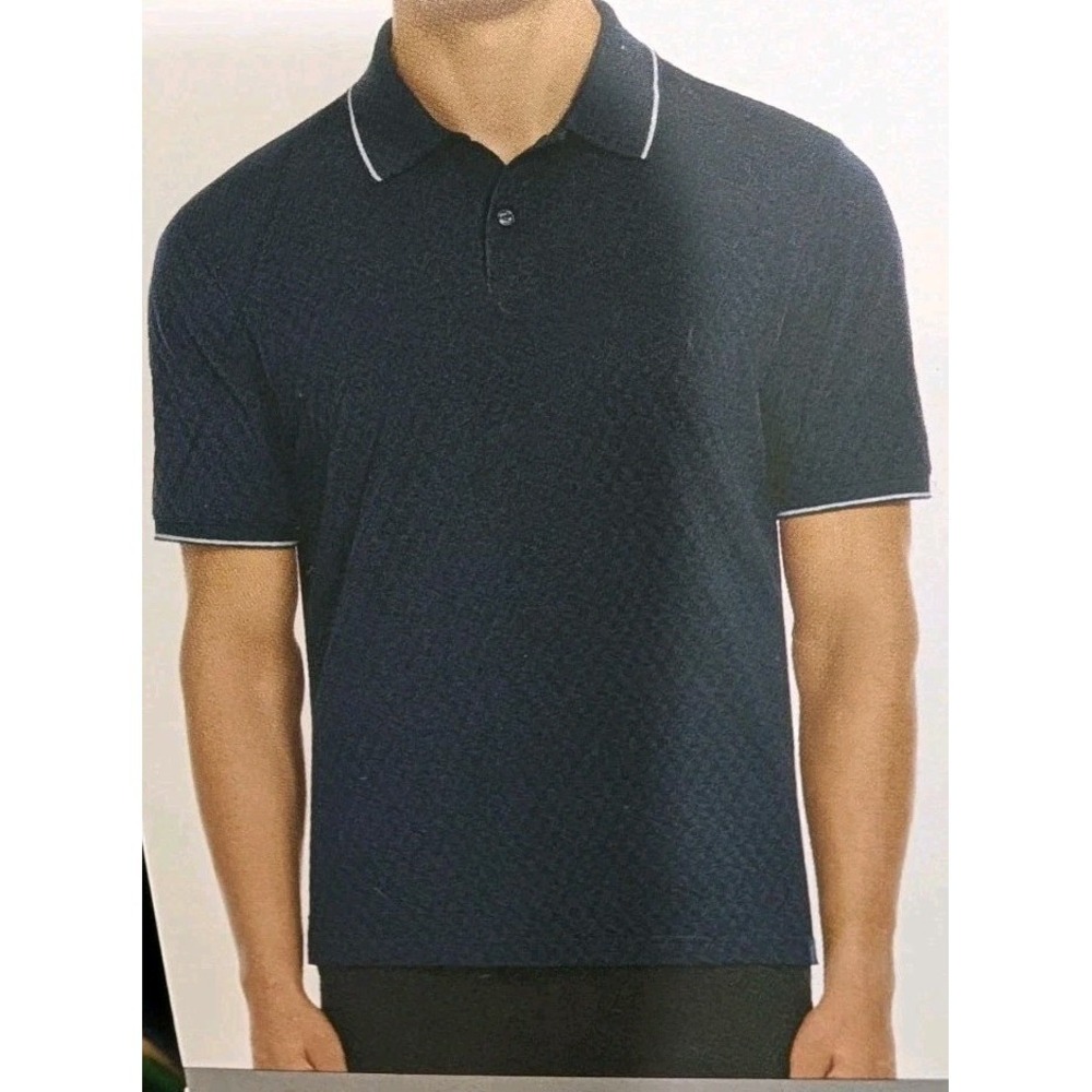 Ted Baker Men's Textured Polo‎ Shirt, Blue, Size L